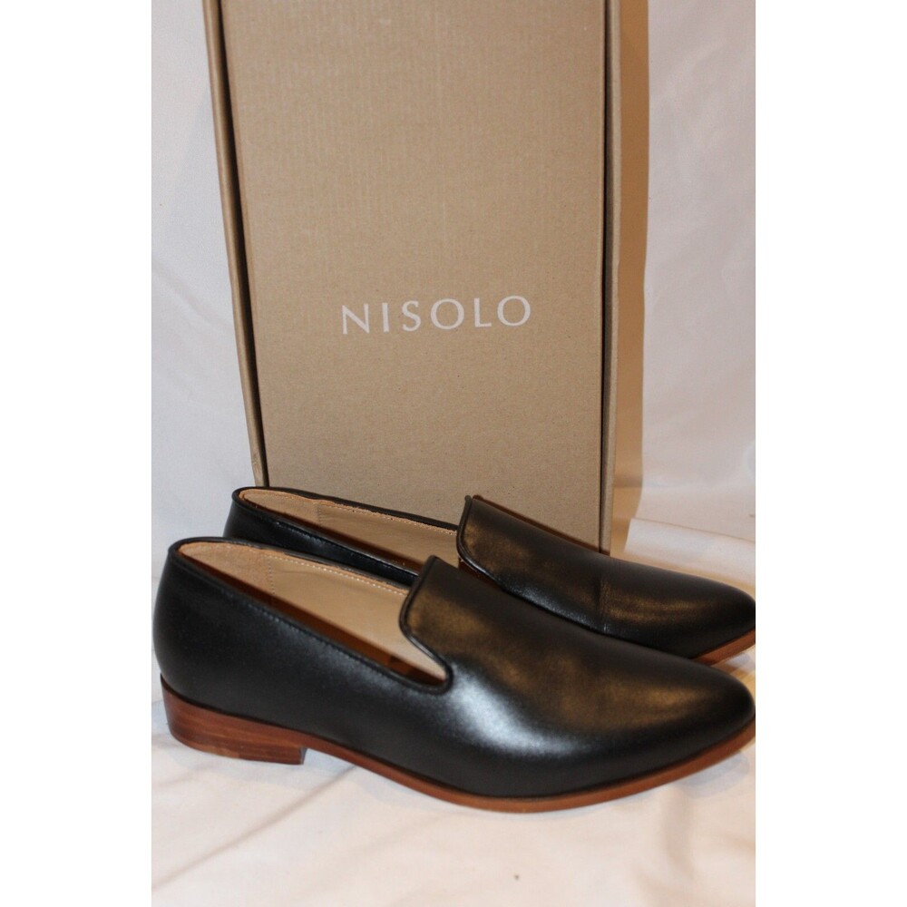 Nisolo Women's Everyday Black Leather Flats Loafers Slip On NIB $200 - Picture 3 of 10